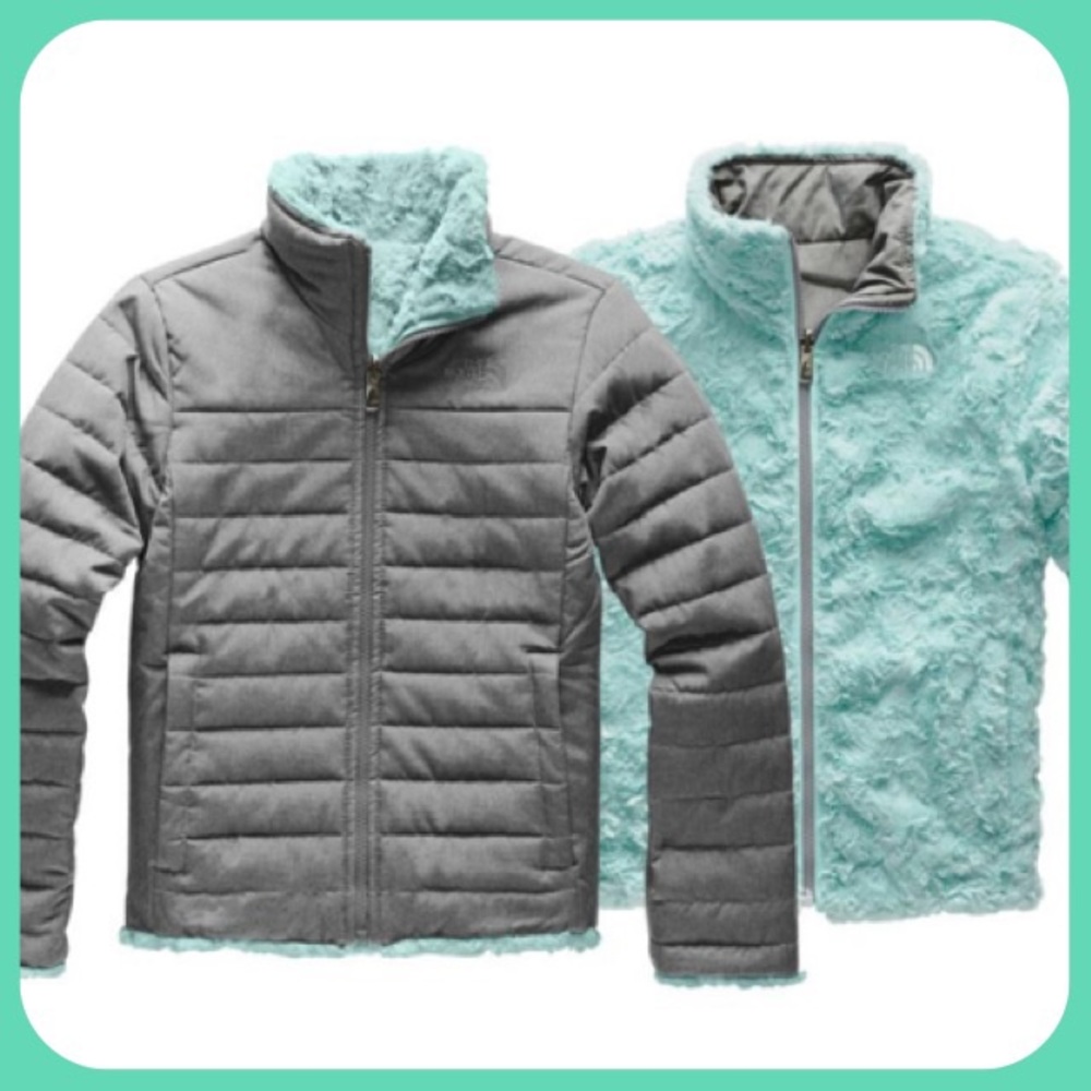 The North Face REVERSIBLE Mossbud Jacket Gray Adult Sm Girl XL